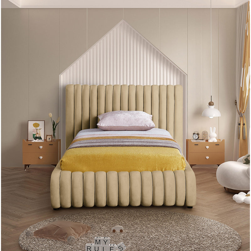 Meridian Nico Camel Velvet Twin Bed IMAGE 4