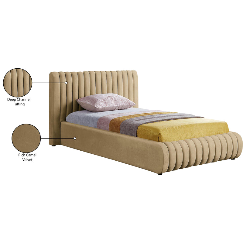 Meridian Nico Camel Velvet Twin Bed IMAGE 7