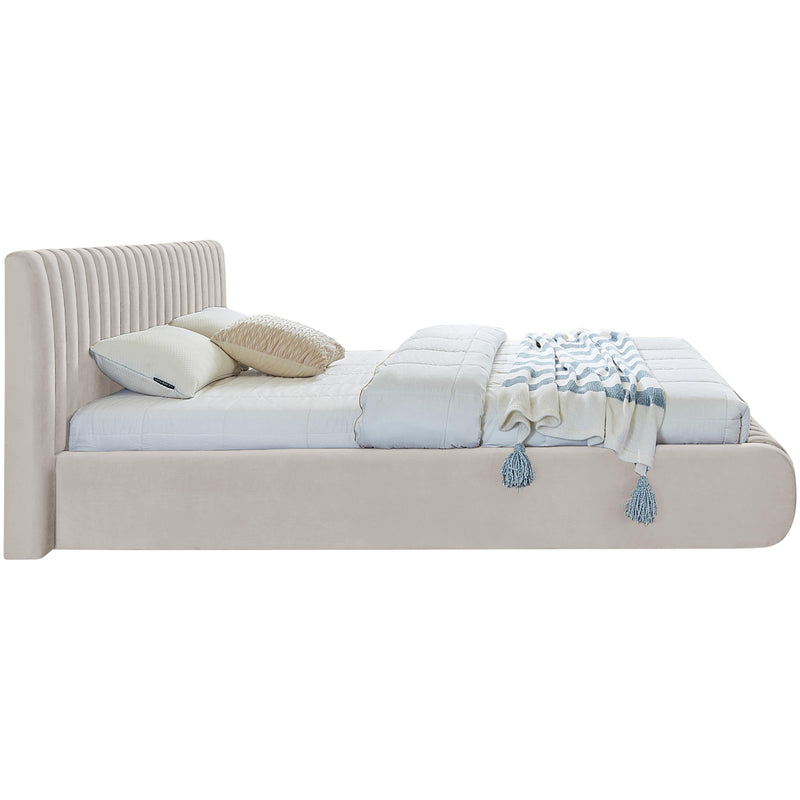 Meridian Nico Cream Velvet Queen Bed IMAGE 5