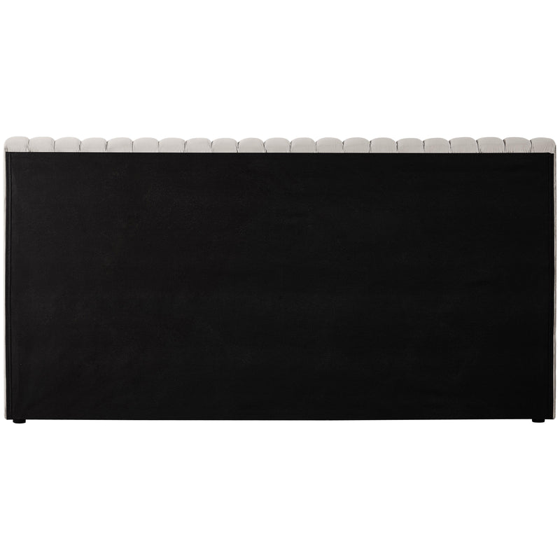 Meridian Nico Cream Velvet Queen Bed IMAGE 6