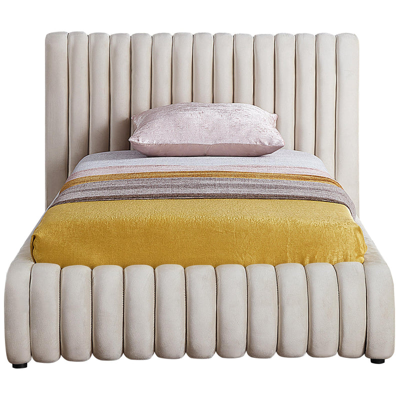 Meridian Nico Cream Velvet Twin Bed IMAGE 3