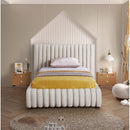 Meridian Nico Cream Velvet Twin Bed IMAGE 4