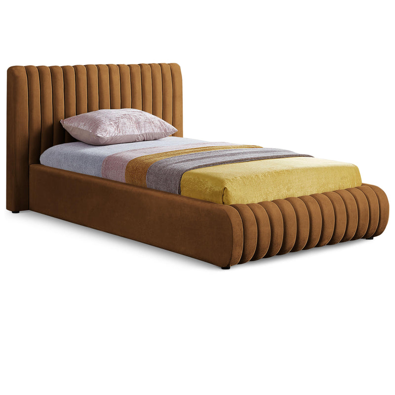 Meridian Nico Saddle Velvet Twin Bed IMAGE 1