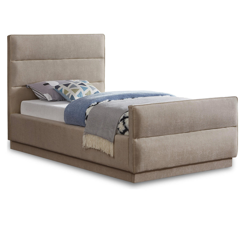 Meridian Paxton Beige Chenille Fabric Twin Bed (3 Boxes) IMAGE 1
