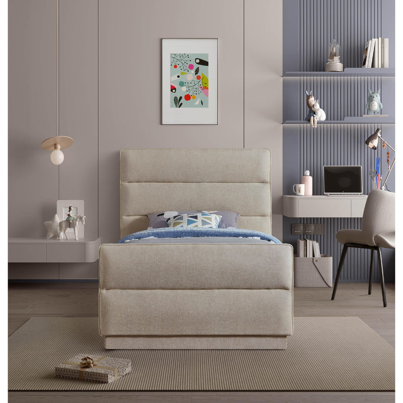 Meridian Paxton Beige Chenille Fabric Twin Bed (3 Boxes) IMAGE 4
