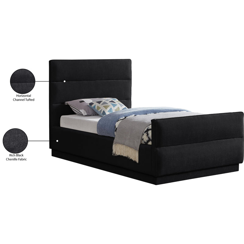 Meridian Paxton Black Chenille Fabric Twin Bed (3 Boxes) IMAGE 8