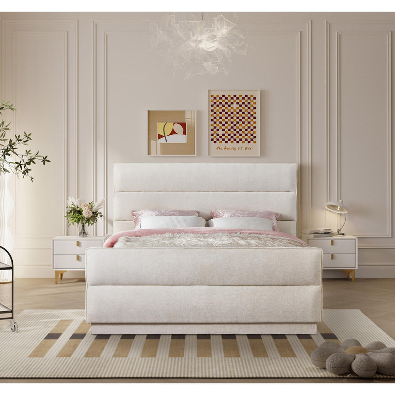 Meridian Paxton Cream Chenille Fabric Full Bed (3 Boxes) IMAGE 4