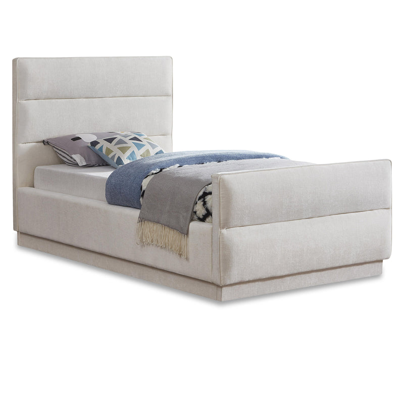 Meridian Paxton Cream Chenille Fabric Twin Bed (3 Boxes) IMAGE 1