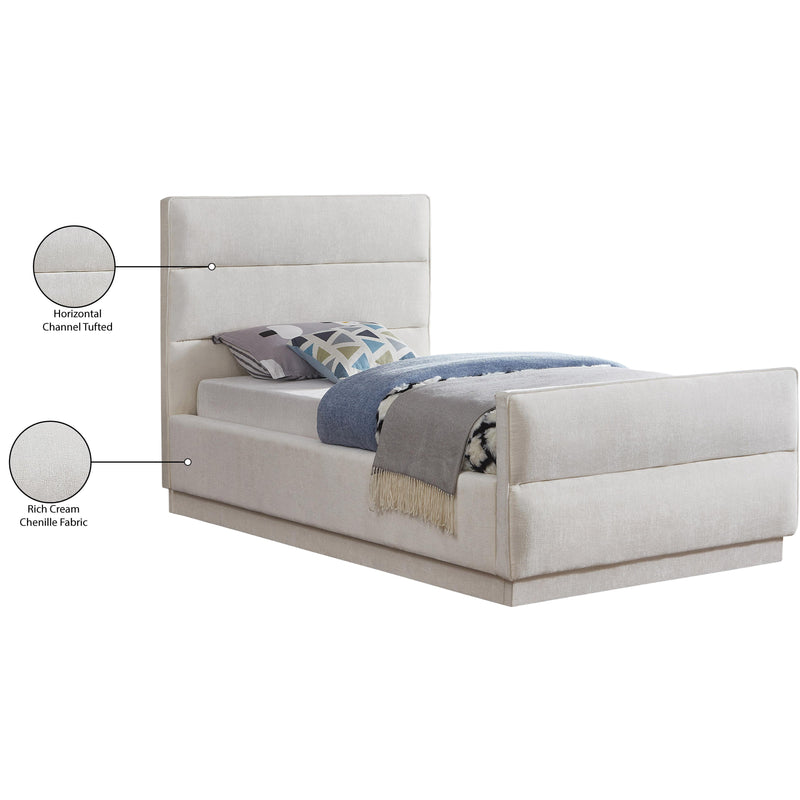 Meridian Paxton Cream Chenille Fabric Twin Bed (3 Boxes) IMAGE 8