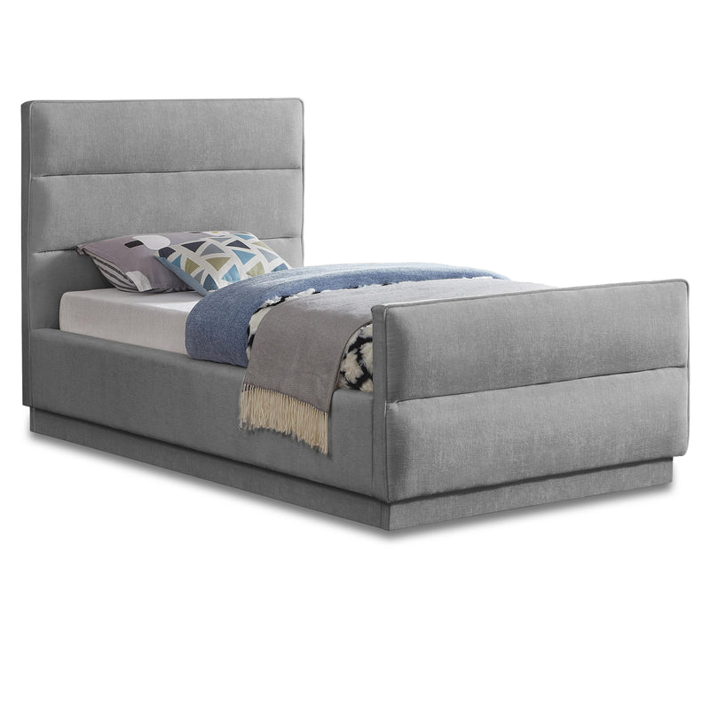 Meridian Paxton Grey Chenille Fabric Twin Bed (3 Boxes) IMAGE 1