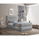 Meridian Paxton Grey Chenille Fabric Twin Bed (3 Boxes) IMAGE 2