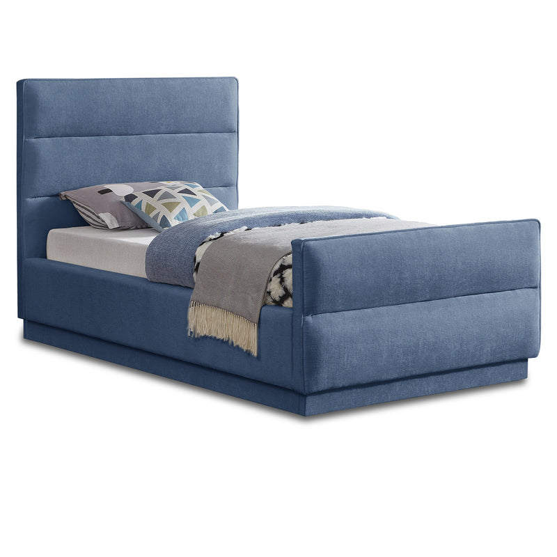 Meridian Paxton Light Blue Chenille Fabric Twin Bed (3 Boxes) IMAGE 1