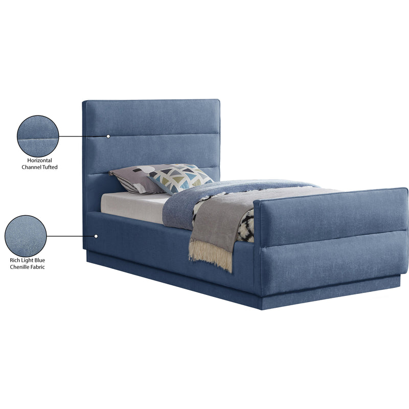 Meridian Paxton Light Blue Chenille Fabric Twin Bed (3 Boxes) IMAGE 8