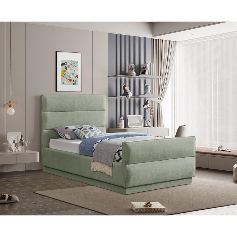 Meridian Paxton Mint Chenille Fabric Twin Bed (3 Boxes) IMAGE 2
