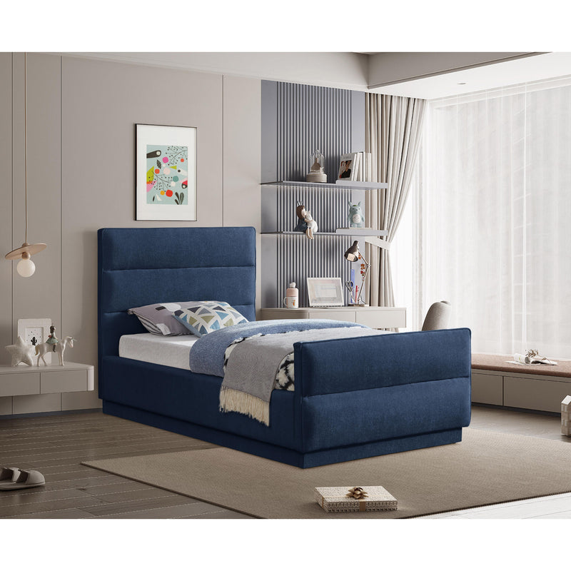 Meridian Paxton Navy Chenille Fabric Twin Bed (3 Boxes) IMAGE 2