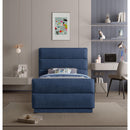 Meridian Paxton Navy Chenille Fabric Twin Bed (3 Boxes) IMAGE 4