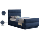 Meridian Paxton Navy Chenille Fabric Twin Bed (3 Boxes) IMAGE 8