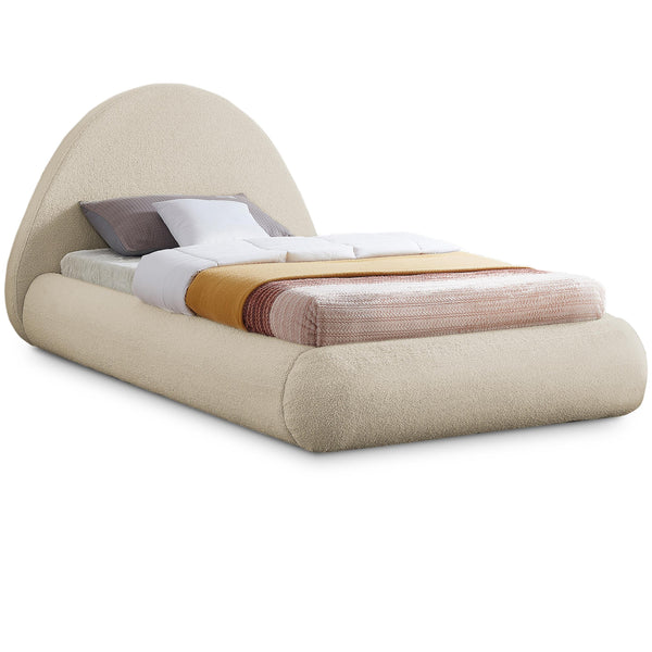 Meridian Rudy Beige Teddy Fabric Twin Bed IMAGE 1