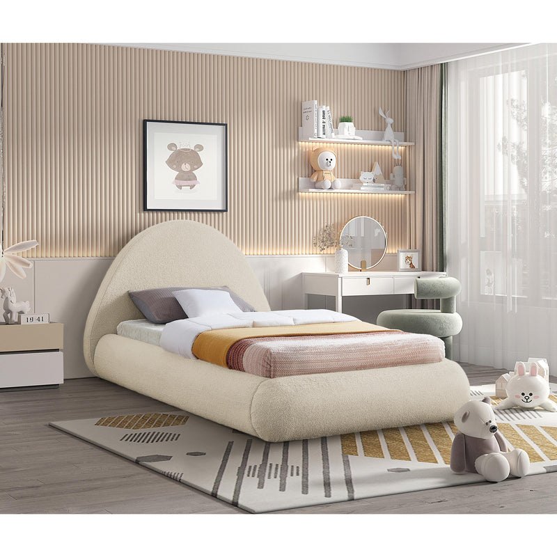 Meridian Rudy Beige Teddy Fabric Twin Bed IMAGE 2