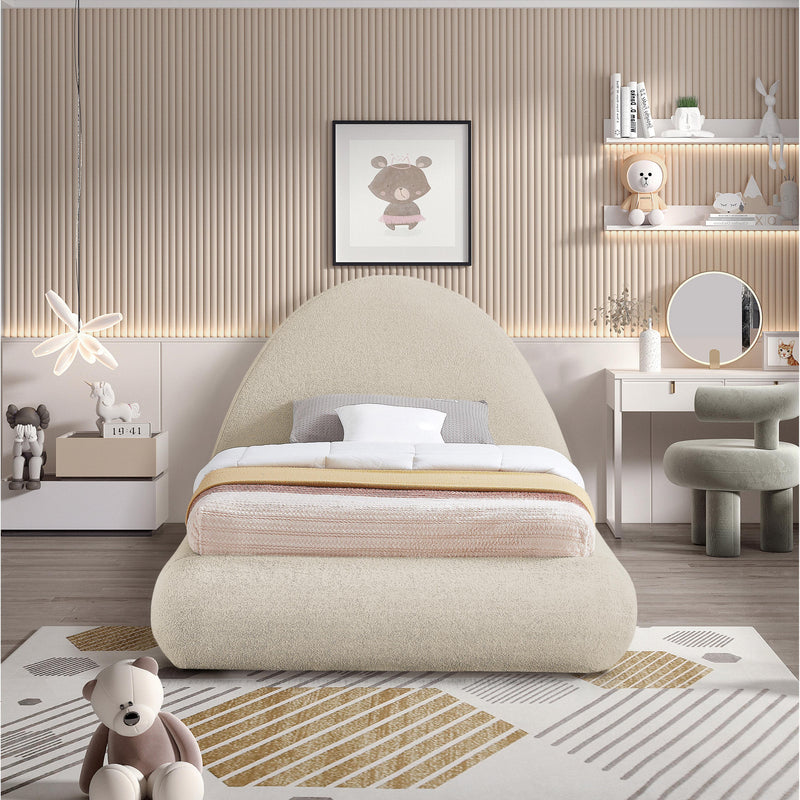 Meridian Rudy Beige Teddy Fabric Twin Bed IMAGE 4