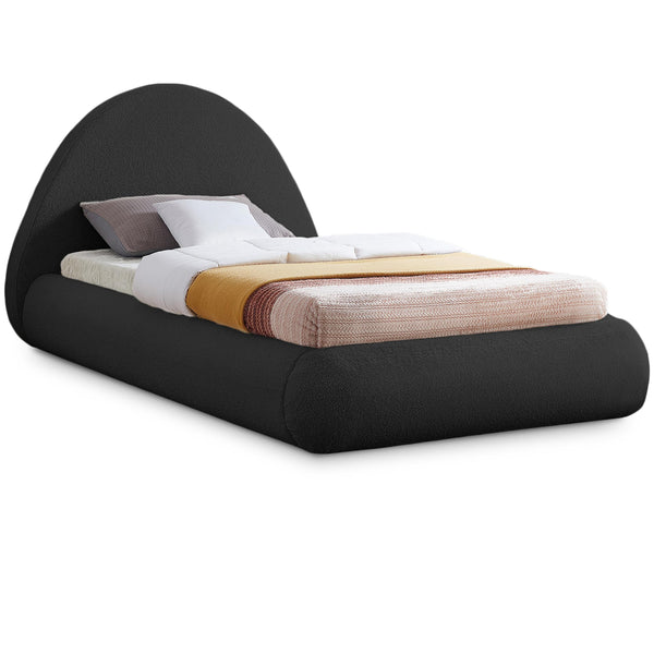 Meridian Rudy Black Teddy Fabric Twin Bed IMAGE 1