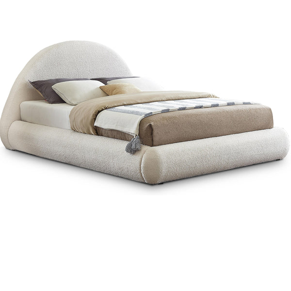 Meridian Rudy Cream Teddy Fabric King Bed IMAGE 1