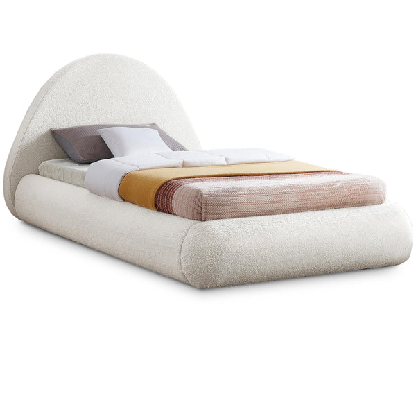 Meridian Rudy Cream Teddy Fabric Twin Bed IMAGE 1