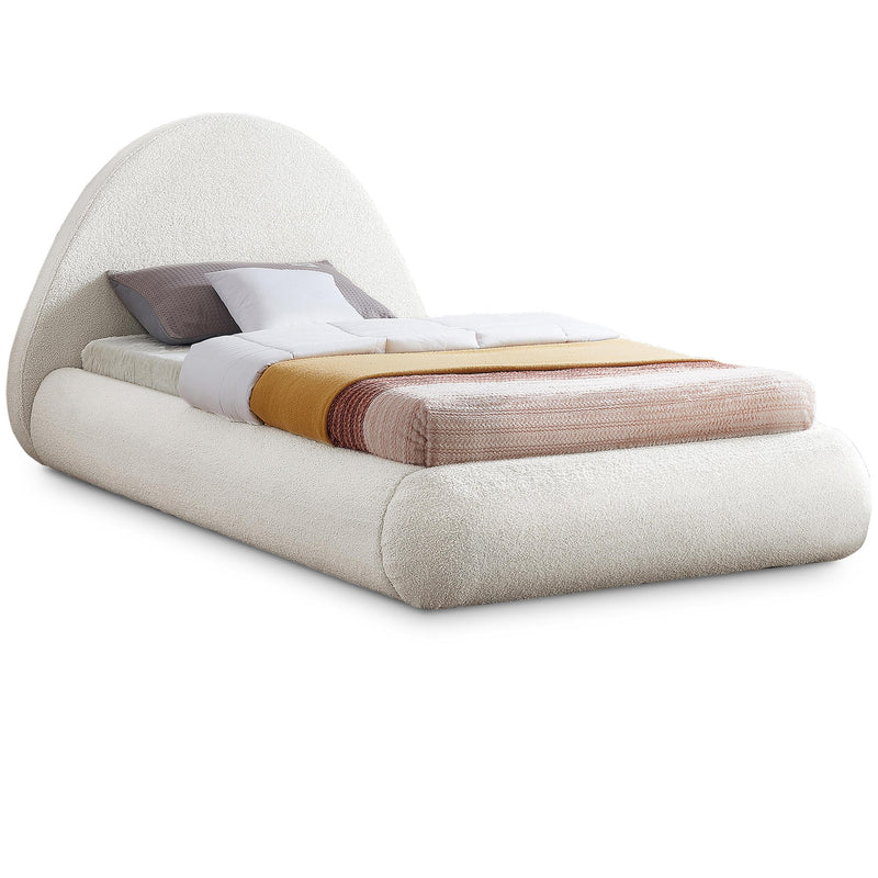 Meridian Rudy Cream Teddy Fabric Twin Bed IMAGE 1