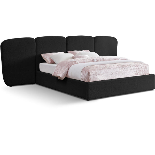 Meridian Shiloh Black Boucle Fabric King Bed (3 Boxes) IMAGE 1