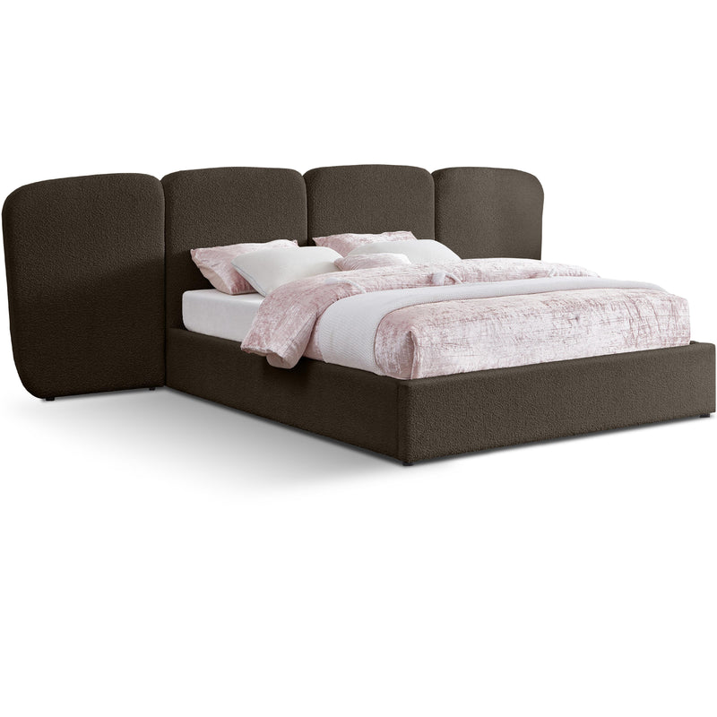 Meridian Shiloh Brown Boucle Fabric King Bed (3 Boxes) IMAGE 1