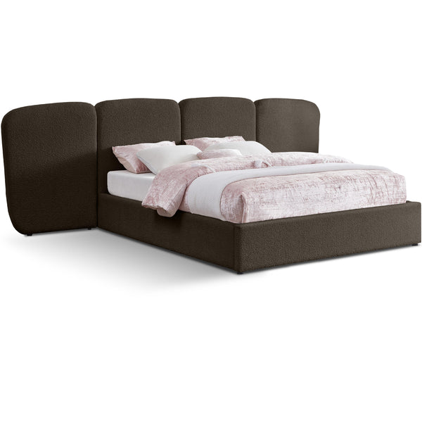 Meridian Shiloh Brown Boucle Fabric Queen Bed (3 Boxes) IMAGE 1