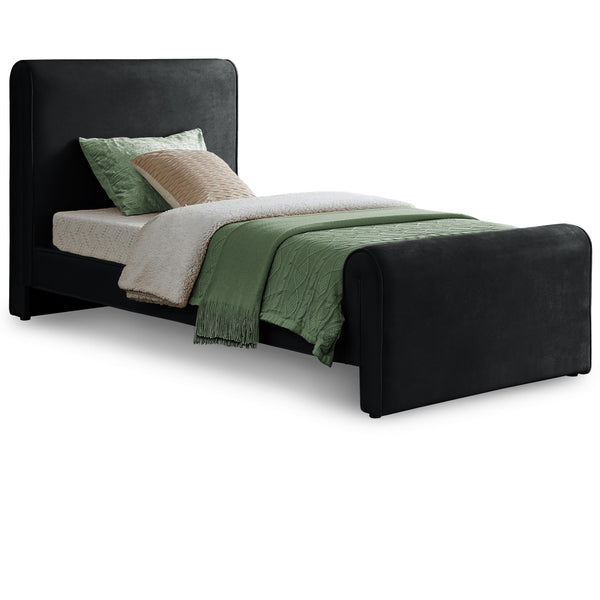 Meridian Sloan Black Velvet Twin Bed (3 Boxes) IMAGE 1