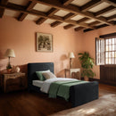 Meridian Sloan Black Velvet Twin Bed (3 Boxes) IMAGE 2