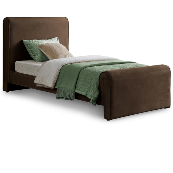 Meridian Sloan Brown Velvet Twin Bed (3 Boxes) IMAGE 1