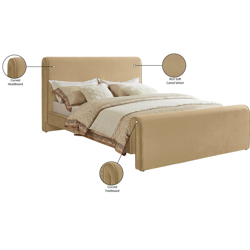 Meridian Sloan Camel Velvet King Bed (3 Boxes) IMAGE 8