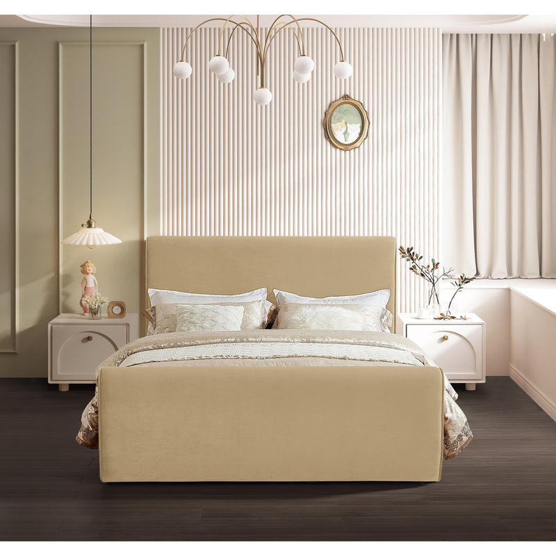 Meridian Sloan Camel Velvet Queen Bed (3 Boxes) IMAGE 4