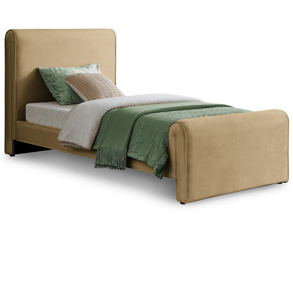 Meridian Sloan Camel Velvet Twin Bed (3 Boxes) IMAGE 1