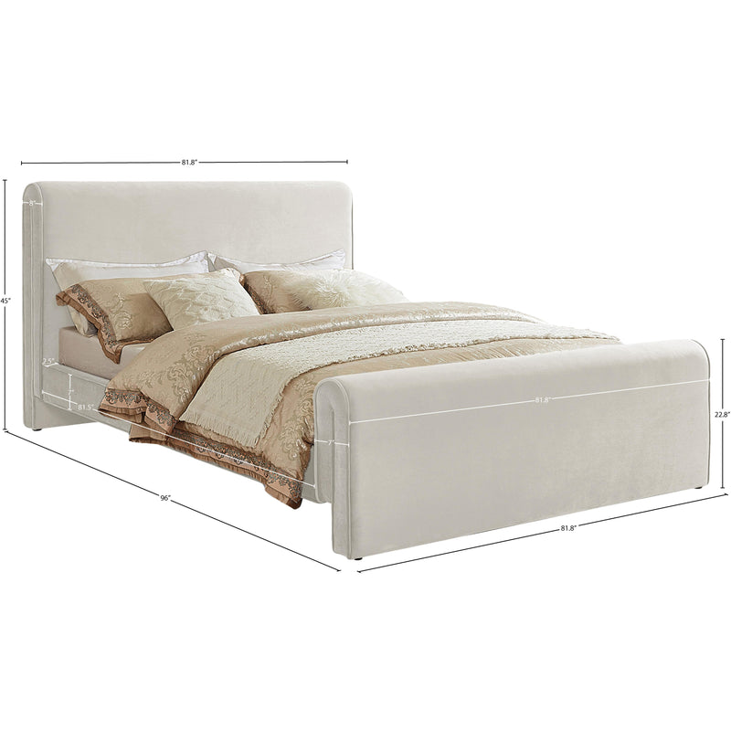 Meridian Sloan Cream Velvet King Bed (3 Boxes) IMAGE 7