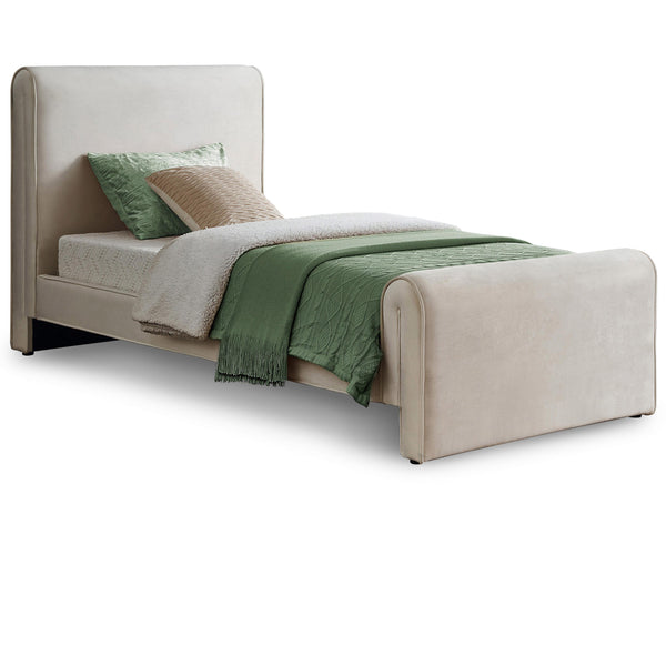 Meridian Sloan Cream Velvet Twin Bed (3 Boxes) IMAGE 1