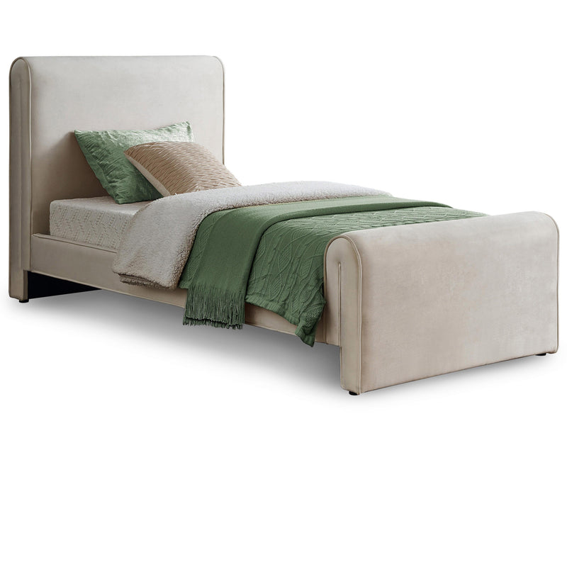 Meridian Sloan Cream Velvet Twin Bed (3 Boxes) IMAGE 1