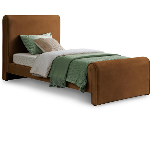 Meridian Sloan Saddle Velvet Twin Bed (3 Boxes) IMAGE 1