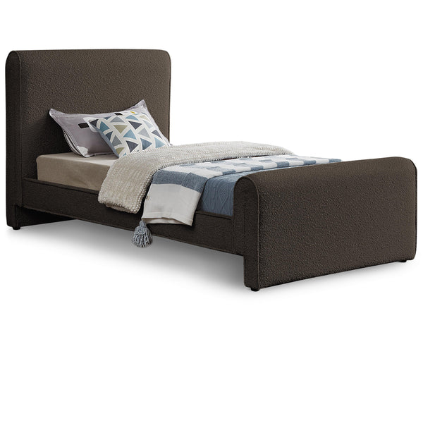 Meridian Stylus Brown Boucle Fabric Twin Bed (3 Boxes) IMAGE 1