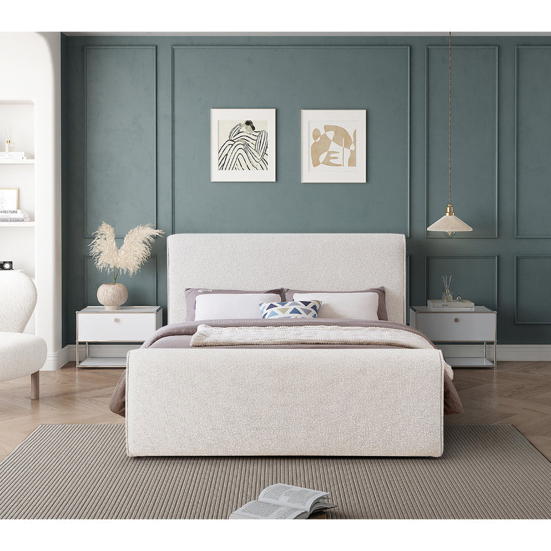 Meridian Stylus Cream Boucle Fabric Queen Bed (3 Boxes) IMAGE 4