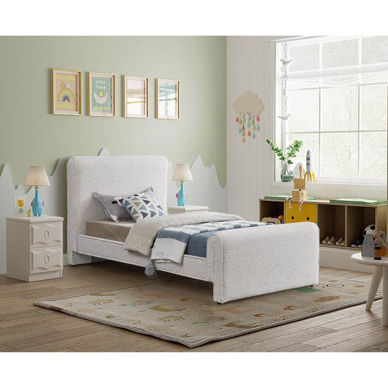 Meridian Stylus Cream Boucle Fabric Twin Bed (3 Boxes) IMAGE 2