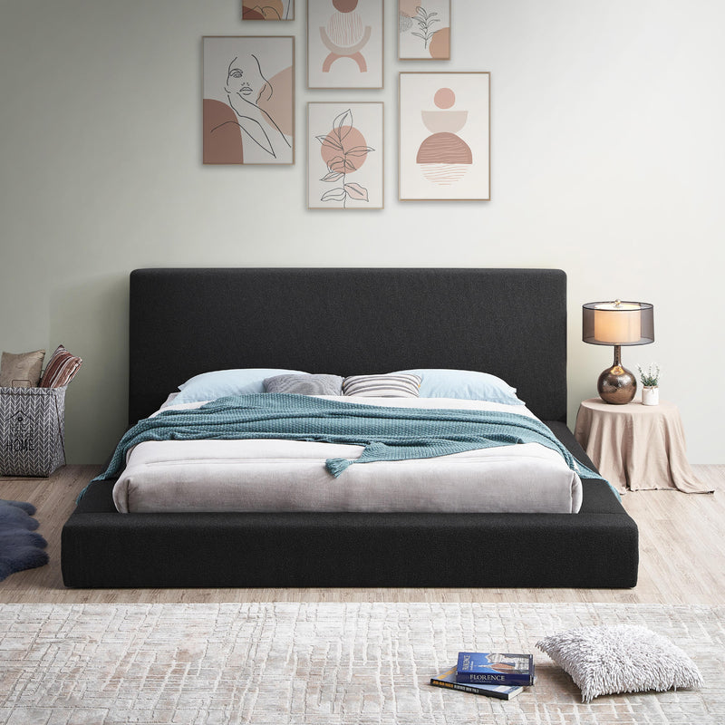 Meridian Terra Black Boucle Fabric King Bed IMAGE 4