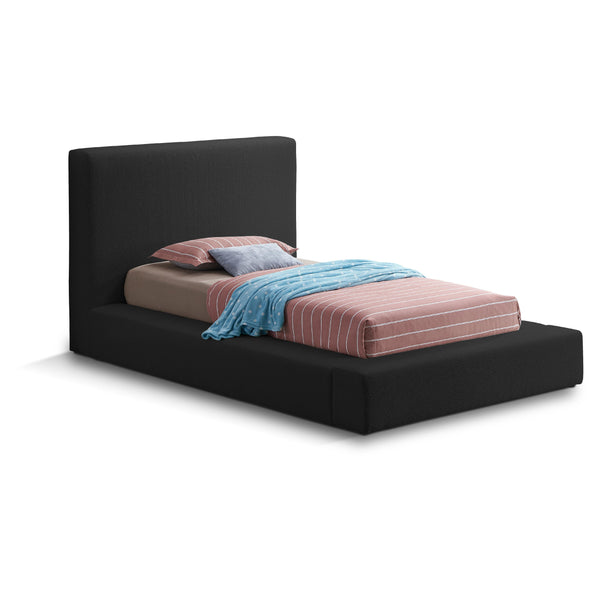 Meridian Terra Black Boucle Fabric Twin Bed IMAGE 1