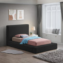 Meridian Terra Black Boucle Fabric Twin Bed IMAGE 2