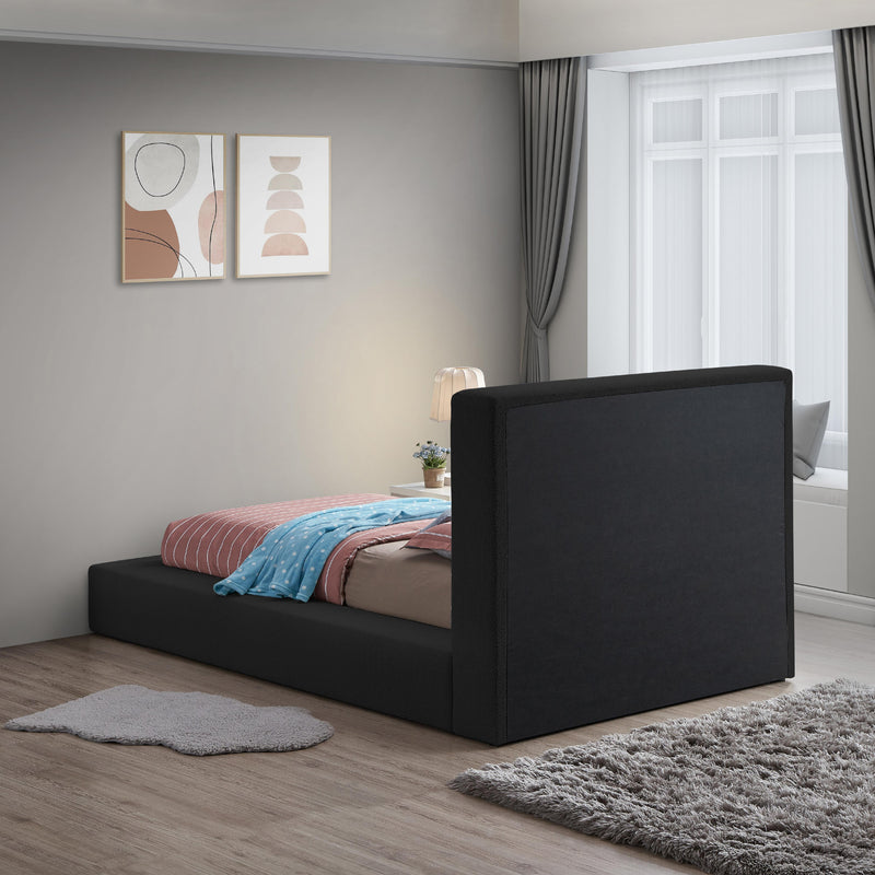Meridian Terra Black Boucle Fabric Twin Bed IMAGE 6