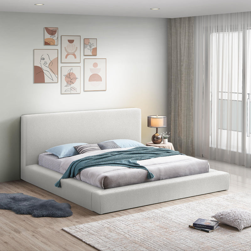 Meridian Terra Cream Boucle Fabric Full Bed IMAGE 2