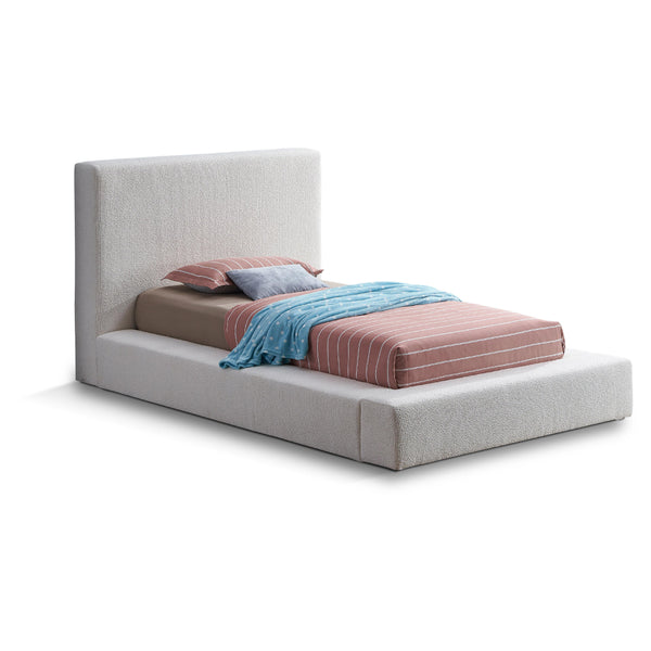 Meridian Terra Cream Boucle Fabric Twin Bed IMAGE 1